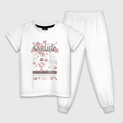 Пижама хлопковая детская Цветение сакуры любование, цвет: белый