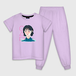 Пижама хлопковая детская Игра в кальмара - девушка, цвет: лаванда