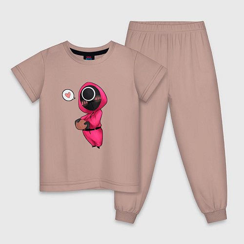 Детская пижама Игра в кальмара - милая девушка / Пыльно-розовый – фото 1