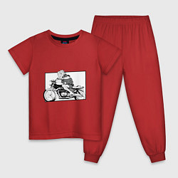Пижама хлопковая детская Майки Едет на байке Токийские мстители, цвет: красный