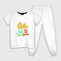 Пижама хлопковая детская Hello Squid Game, цвет: белый