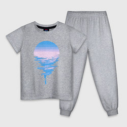 Пижама хлопковая детская Луна море, цвет: меланж