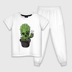 Пижама хлопковая детская Смертельный кактус, цвет: белый