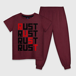 Пижама хлопковая детская Rust цвета меланж-бордовый — фото 1