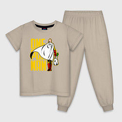 Пижама хлопковая детская Сайтама возвращается из супермаркета One Punch-Man, цвет: миндальный