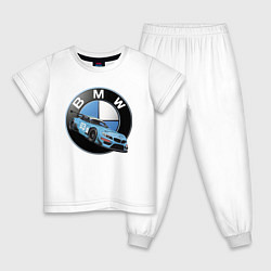 Пижама хлопковая детская BMW самая престижная марка автомобиля, цвет: белый