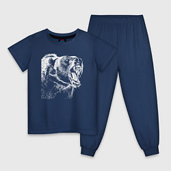 Пижама хлопковая детская Медвежья пасть, цвет: тёмно-синий