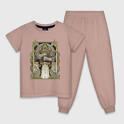 Пижама хлопковая детская Бог славянский, цвет: пыльно-розовый