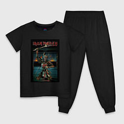 Пижама хлопковая детская Iron Maiden Самурай, цвет: черный