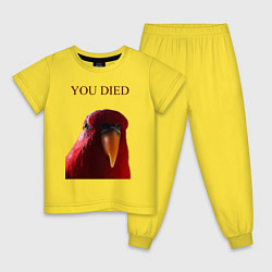 Пижама хлопковая детская Красный попугай, цвет: желтый