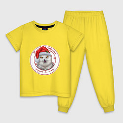 Пижама хлопковая детская Merry Christmas Yippee Ki Yay, цвет: желтый