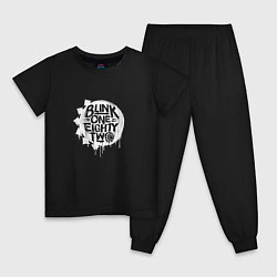 Пижама хлопковая детская Blink 182, логотип, цвет: черный