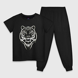 Пижама хлопковая детская Tiger print, цвет: черный