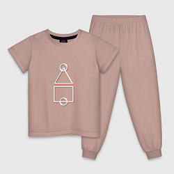 Пижама хлопковая детская Кальмар - Игра, цвет: пыльно-розовый