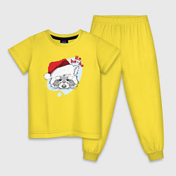 Пижама хлопковая детская Новогодний енотик, цвет: желтый
