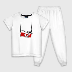 Пижама хлопковая детская Фотоаппарат любви, цвет: белый