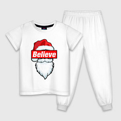 Пижама хлопковая детская I Believe In Santa Я Верю В Санту, цвет: белый