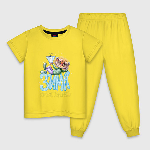 Детская пижама Зима-время подарков / Желтый – фото 1