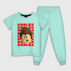 Пижама хлопковая детская ROBLOX RED LOGO LEGO FACE, цвет: мятный