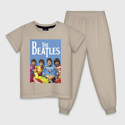 Пижама хлопковая детская The Beatles - world legend!, цвет: миндальный