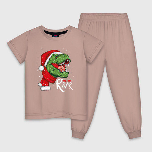 Детская пижама T-rex Merry Roar / Пыльно-розовый – фото 1