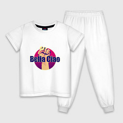 Пижама хлопковая детская Bella Ciao Fist, цвет: белый