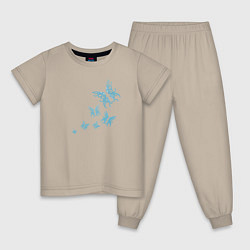 Пижама хлопковая детская Неоновые бабочки Cotton Theme, цвет: миндальный