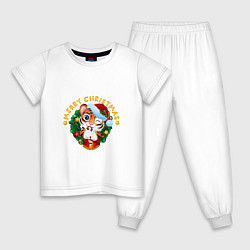 Пижама хлопковая детская Тигрины конфеты, цвет: белый