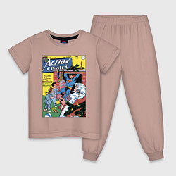 Пижама хлопковая детская Обложка Action Comics 117, цвет: пыльно-розовый