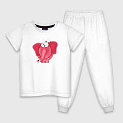 Пижама хлопковая детская Розовая слониха Cotton Theme, цвет: белый