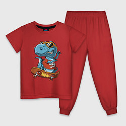 Пижама хлопковая детская The dinosaur Skater, цвет: красный