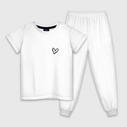Пижама хлопковая детская Сердечко крохотное, цвет: белый