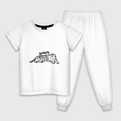 Пижама хлопковая детская ТигрРра на отдыхе, цвет: белый