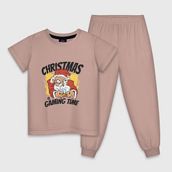 Пижама хлопковая детская Gaming Santa, цвет: пыльно-розовый