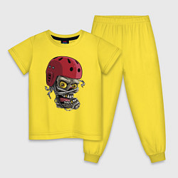 Пижама хлопковая детская Сrazy hockey player, цвет: желтый