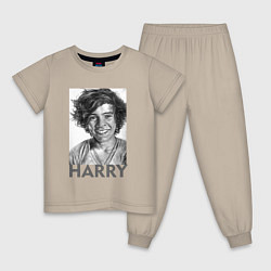 Пижама хлопковая детская Harry Styles, цвет: миндальный