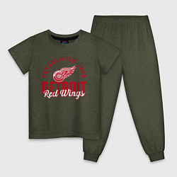 Пижама хлопковая детская Detroit Red Wings Детройт Ред Вингз, цвет: меланж-хаки