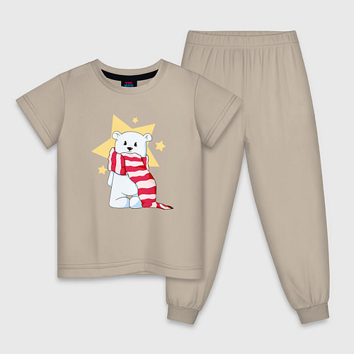 Детская пижама Звездный малыш медведь / Миндальный – фото 1