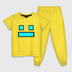 Пижама хлопковая детская GEOMETRY DASH FACE SMILE, цвет: желтый