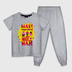 Пижама хлопковая детская Капкейки, цвет: меланж