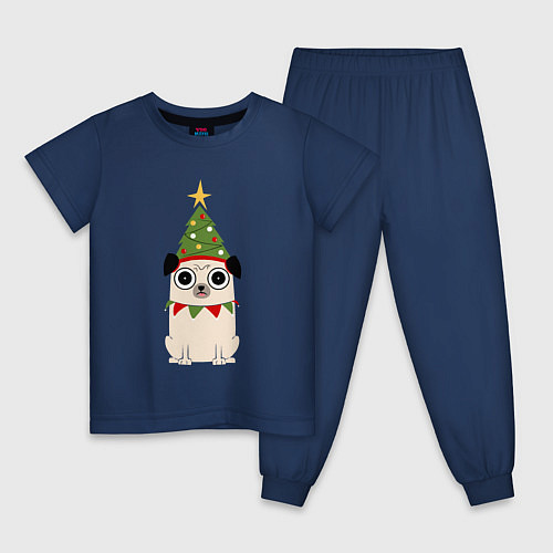 Детская пижама Пёса-ёлка / Тёмно-синий – фото 1