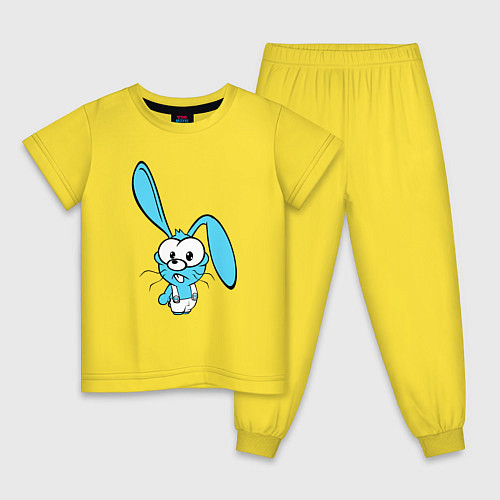 Детская пижама Заяц пучеглазый голубенький / Желтый – фото 1