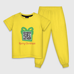 Пижама хлопковая детская QR Christmas, цвет: желтый