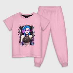 Пижама хлопковая детская JINX SHOOT ARCANE LOL, цвет: светло-розовый