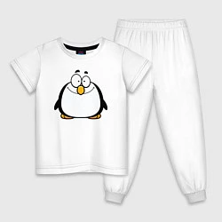 Пижама хлопковая детская Глазастый пингвин, цвет: белый