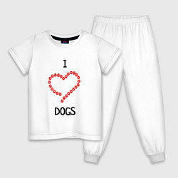 Пижама хлопковая детская I Люблю Dogs, цвет: белый