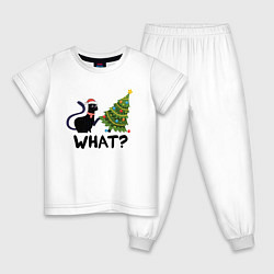 Пижама хлопковая детская КОТЕЙКА И ЁЛКА, цвет: белый