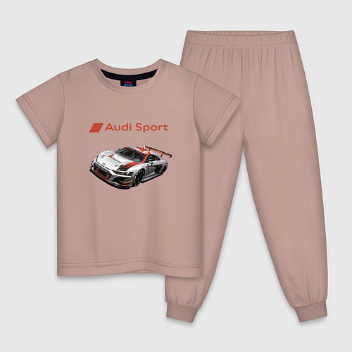 Детская пижама Ауди - автоспорт гоночная команда / Пыльно-розовый – фото 1