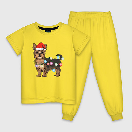 Детская пижама Йоркширский терьер новогодний / Желтый – фото 1