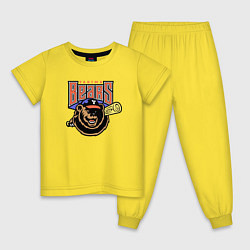 Пижама хлопковая детская Yakima Bears - baseball team, цвет: желтый